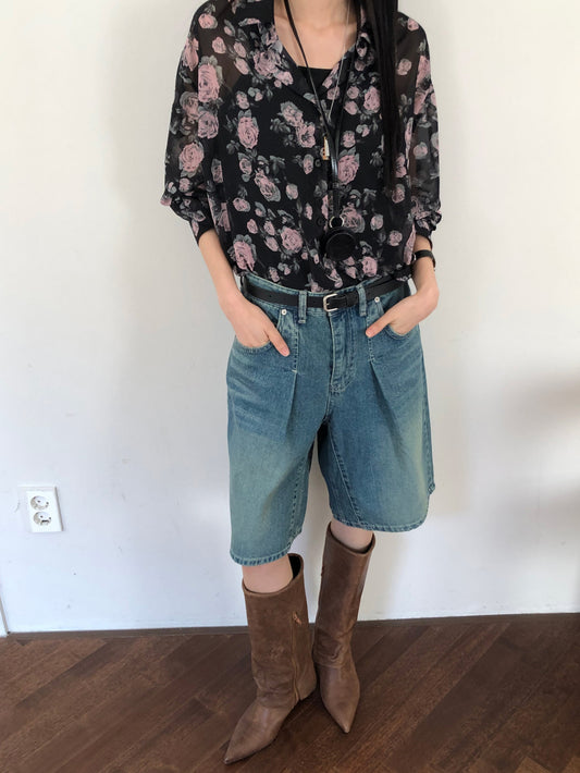 【REPELLER 2025SS】Rose Chiffon Shirt