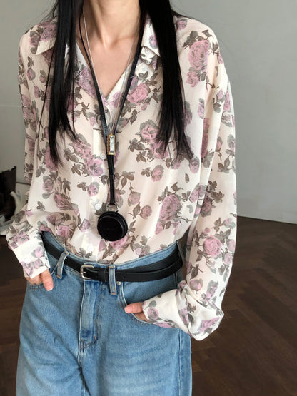 【REPELLER 2025SS】Rose Chiffon Shirt