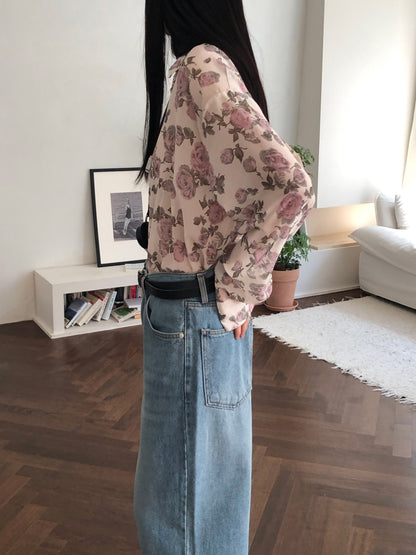 【REPELLER 2025SS】Rose Chiffon Shirt