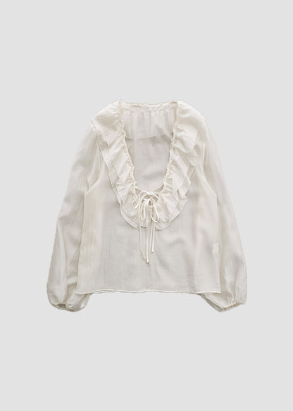 [REPELLER 2025SS] Tencel Ruffle Blouse