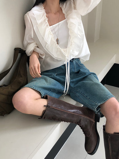 [REPELLER 2025SS] Tencel Ruffle Blouse