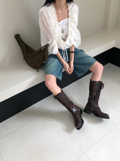[REPELLER 2025SS] Tencel Ruffle Blouse