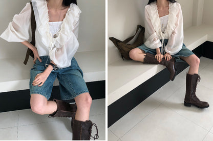 [REPELLER 2025SS] Tencel Ruffle Blouse
