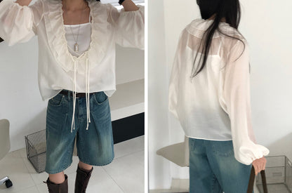 [REPELLER 2025SS] Tencel Ruffle Blouse