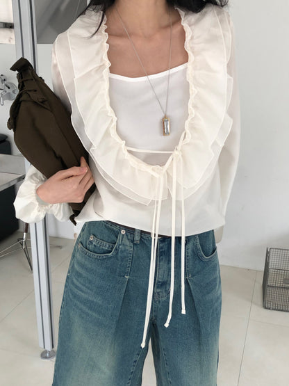 [REPELLER 2025SS] Tencel Ruffle Blouse