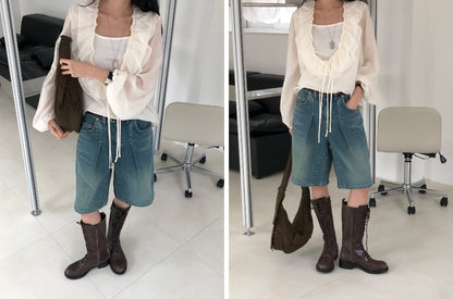 [REPELLER 2025SS] Tencel Ruffle Blouse