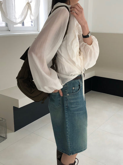 [REPELLER 2025SS] Tencel Ruffle Blouse