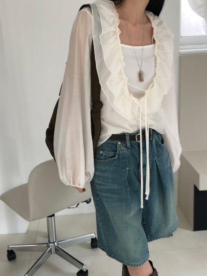[REPELLER 2025SS] Tencel Ruffle Blouse