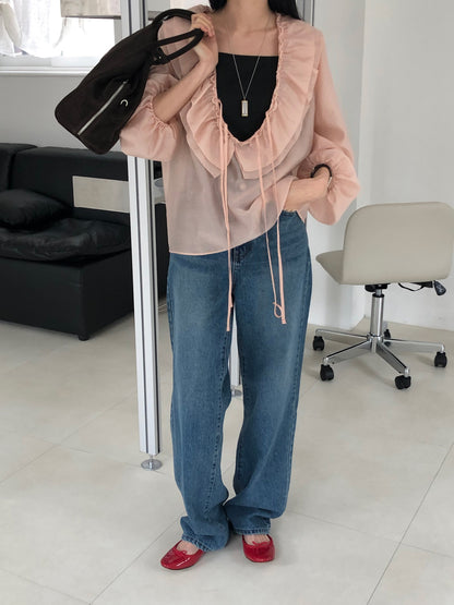 [REPELLER 2025SS] Tencel Ruffle Blouse