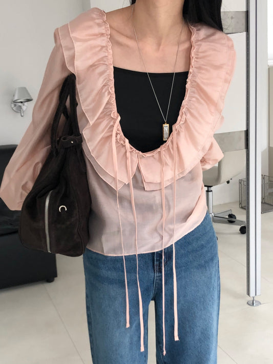【REPELLER 2025SS】Tencel Ruffle Blouse