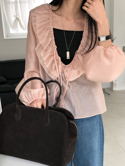 [REPELLER 2025SS] Tencel Ruffle Blouse