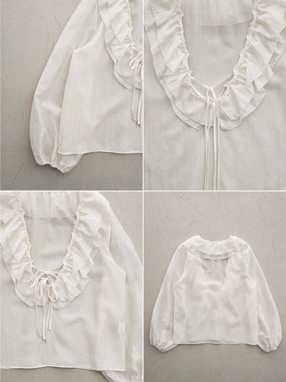 [REPELLER 2025SS] Tencel Ruffle Blouse