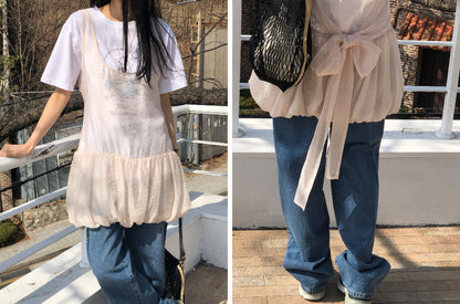 [REPELLER 2025SS] Balloon Ribbon Blouse