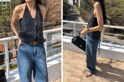 【REPELLER 2025SS】Linen Halter Vest