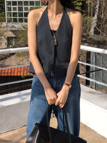 【REPELLER 2025SS】Linen Halter Vest