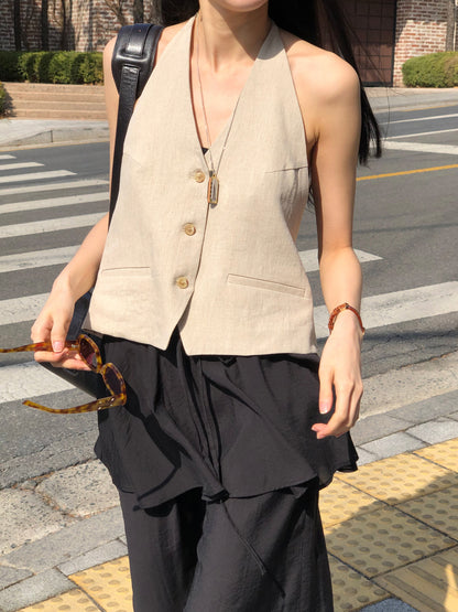 【REPELLER 2025SS】Linen Halter Vest