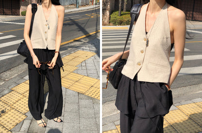 【REPELLER 2025SS】Linen Halter Vest