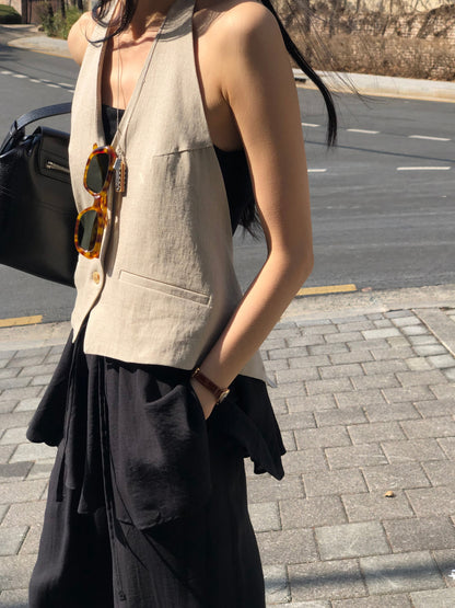 【REPELLER 2025SS】Linen Halter Vest
