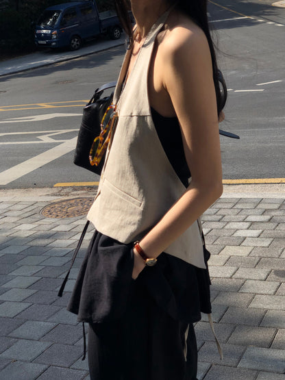 【REPELLER 2025SS】Linen Halter Vest