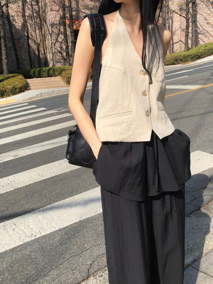 【REPELLER 2025SS】Linen Halter Vest