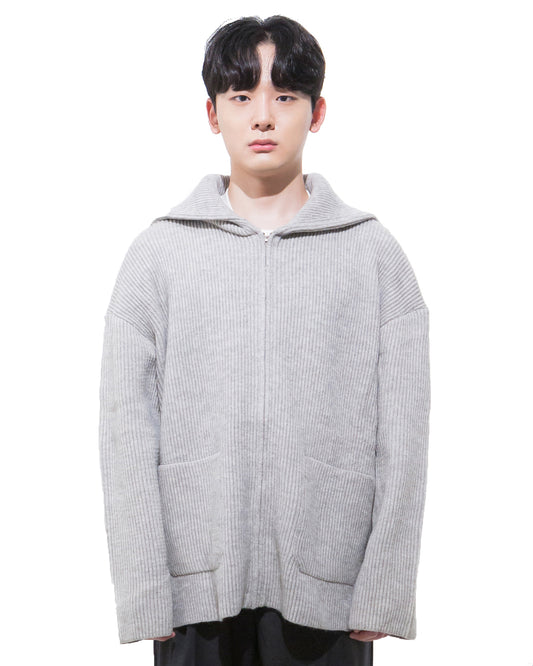 Long neck driver's knit -GRAY