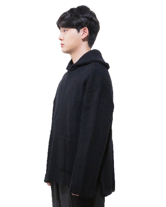 Long neck driver's knit-black