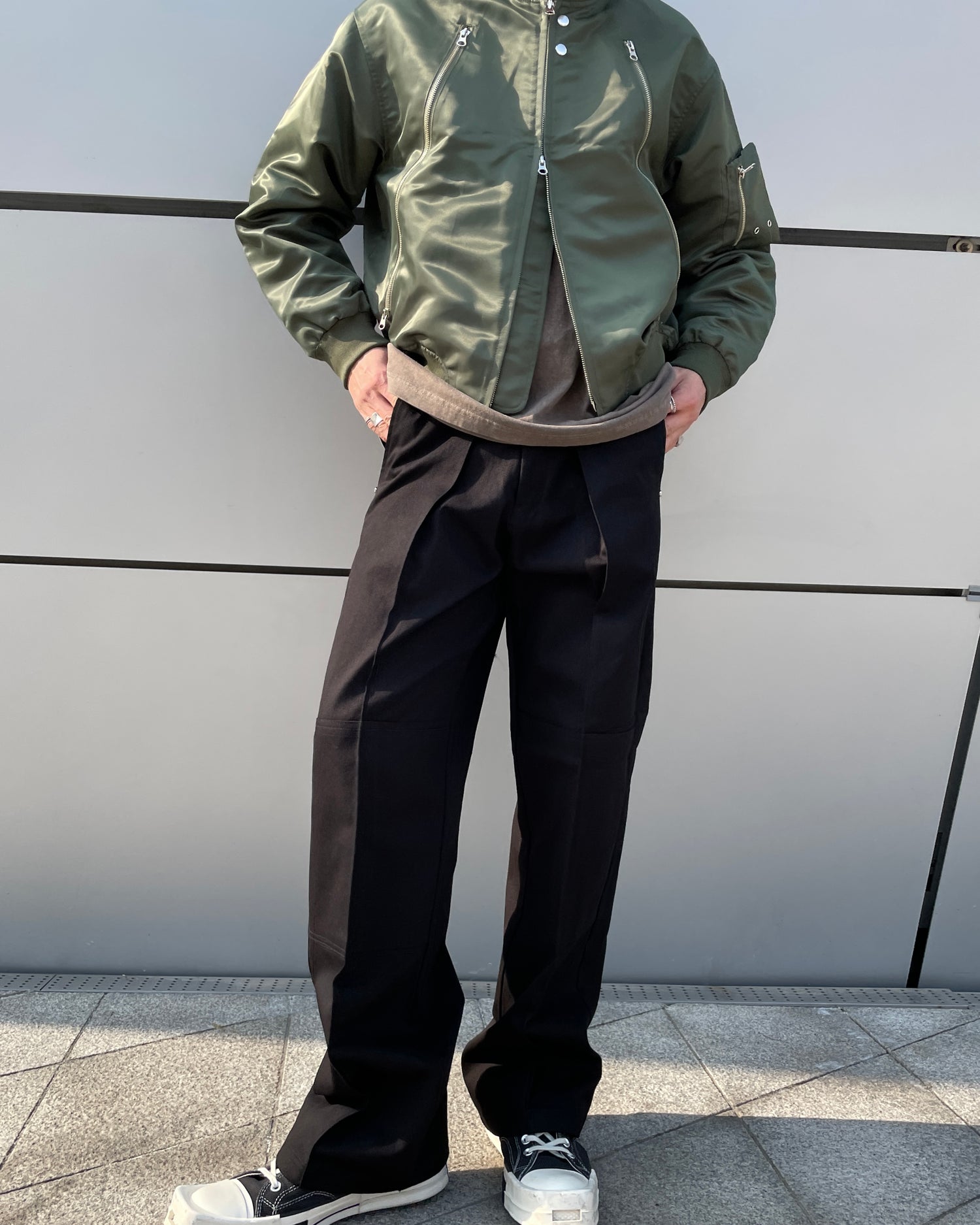 Zipped Bomber Jacket-KHAKI – WooStore