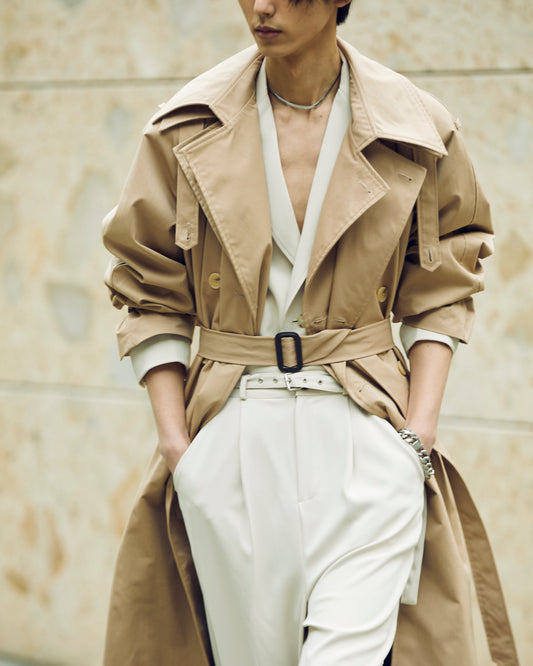 Layered color trench coat